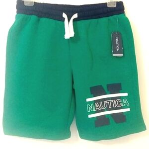 NAUTICA BOY'S GREEN BLUE ATHLETIC SHORTS BASKETBALL SHORTS SIZE MEDIUM 10/12 NWT